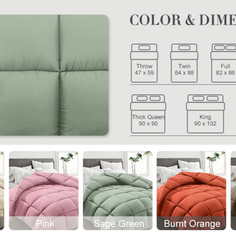 HYLEORY Sage Green All Season Twin Size Bed Comforter - Cooling Down - Picture 9 of 10